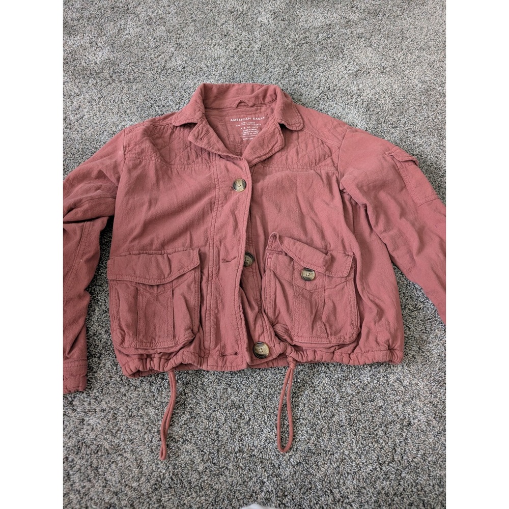 American Eagle Rose Pink Utility Cargo Jacket Quilted Shoulder XXS 5103873